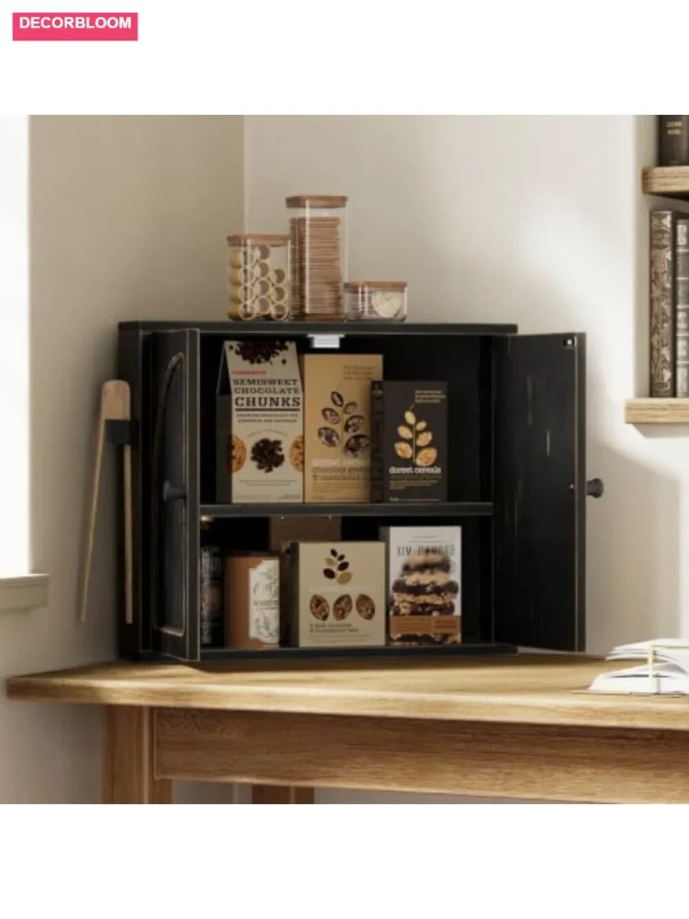 2 Tier Bamboo Bread Box for Kitchen Counter Corner Storage